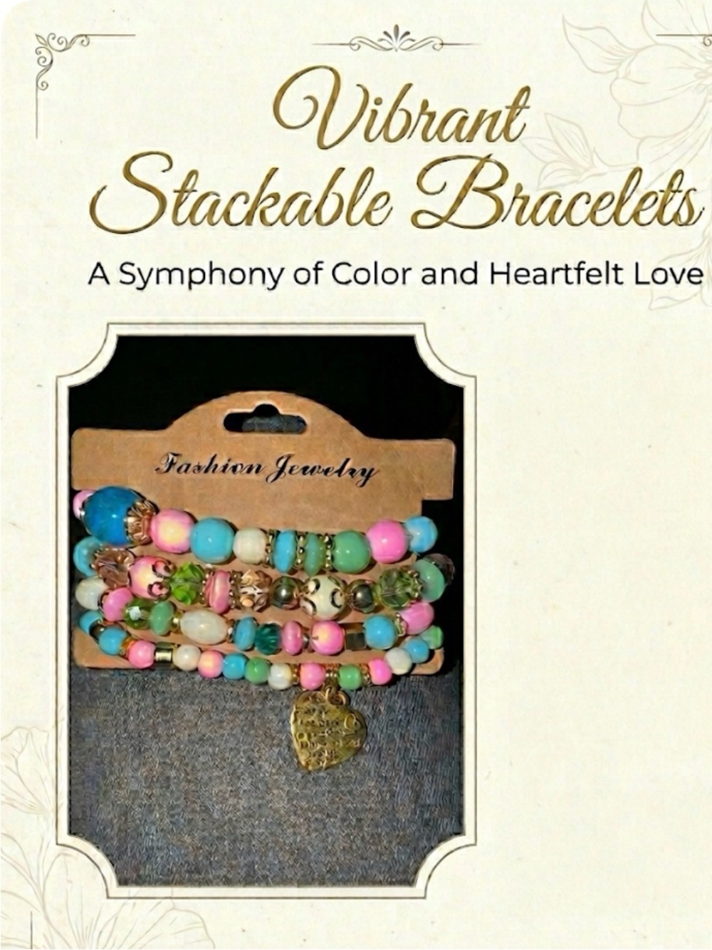 Vibrant Pink, Turquoise & Green Stackable Bead Bracelet Set